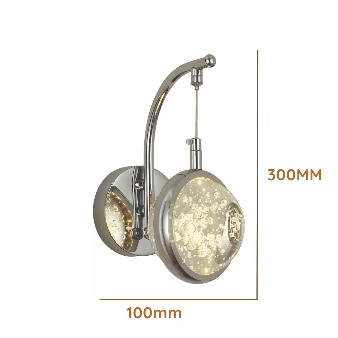 Arandela Led Parede 7w Saturno Globo Bolha Prata 3000k Bivolt - 5