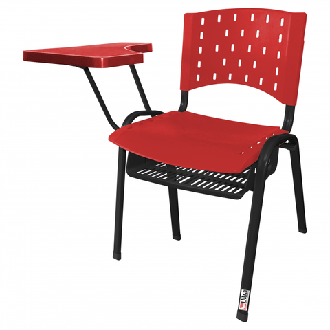 Cadeira Universitária Plástica Vermelho Porta Livros Plástico 10 Unidades Prancheta Plástica - Ultra