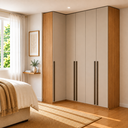 Ver imagem 1 de Guarda Roupa de Canto Reto 5 Portas MDF Altezza Trend Belmax:Freijó/Off White
