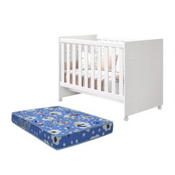 Berço Americano Katatau Branco Brilho com Colchão D18 - Reller Móveis - 1