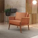 Ver imagem 4 de Poltrona Decorativa Helena Madeira Maciça Linho Terracota