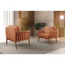 Ver imagem 5 de Poltrona Decorativa Helena Madeira Maciça Linho Terracota