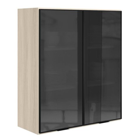 Armario Aereo 2 Portas Vidro MDF 80x90 cm Kali 119848 Bianco Toq Nicioli