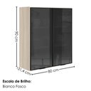 Ver imagem 3 de Armario Aereo 2 Portas Vidro MDF 80x90 cm Kali 119848 Bianco Toq Nicioli