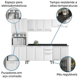 Armário de Cozinha Completa Itatiaia Tarsila de Aço com Balcão 13 Portas 2 Gavetas Branco - 5
