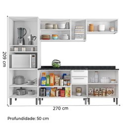 Armário de Cozinha Completa Itatiaia Tarsila de Aço com Balcão 13 Portas 2 Gavetas Branco - 4