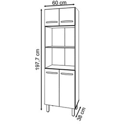 Paneleiro 4 Portas 197x60cm 9170 Savana Preto Mobbs - 4