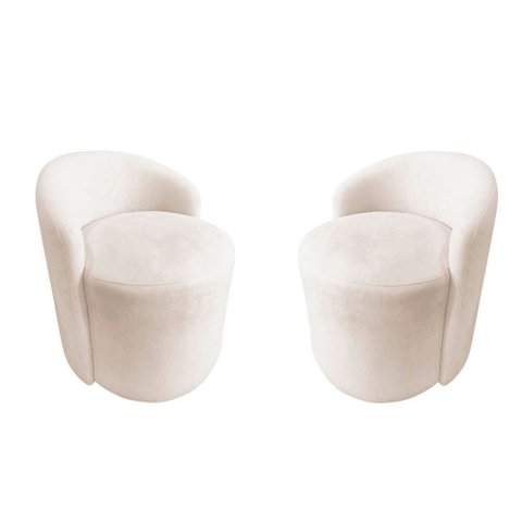 Kit 2 Poltronas Decorativa Yara Orgânica Bouclé Marfim