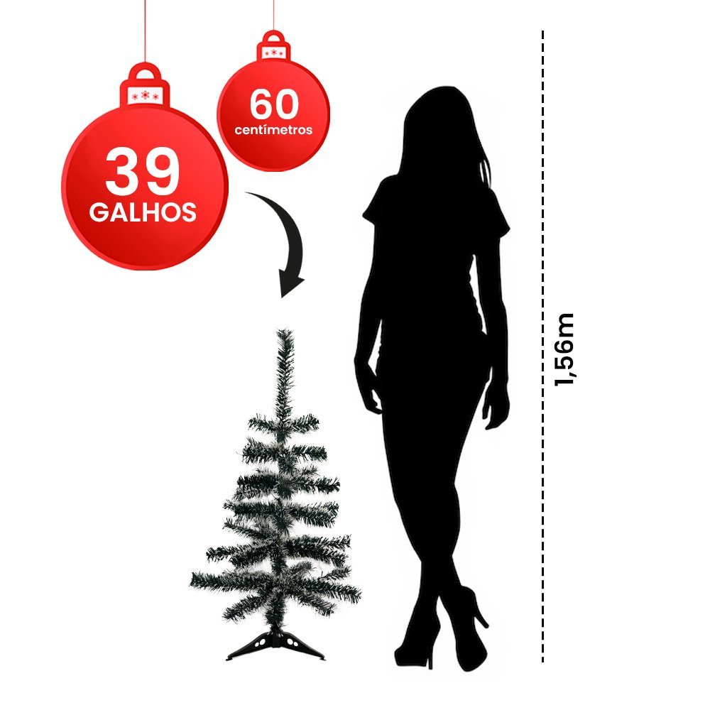 Árvore Pinheiro de Natal com Nevada 60cm - 5