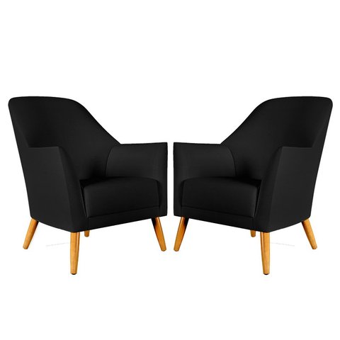 Kit 2 Poltronas Orion Courino Preto Aradecor