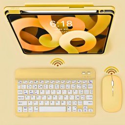 Teclado sem Fio Bluetooth Recarregável com Mouse - Amarelo - 3