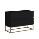Ver imagem 2 de Mesa de Cabeceira 2 Gavetas Eros 60 Preto Pés de Ferro Dourado