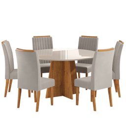 Mesa de Jantar Redonda Julieta com 6 Cadeiras Fran Mel/off White/marfim - Casa Giulia - 2