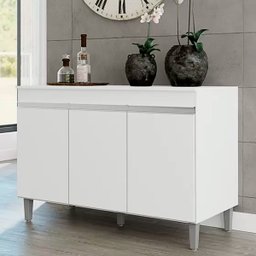Balcão de Pia Cozinha Manu 120cm Branco sem Tampo Ajl Móveis - 3