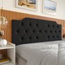 Cabeceira Cama Queen Painel Dobravel Quarto Estiloso Retro:preto - 1