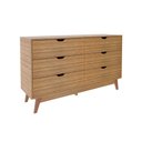 Ver imagem 2 de Cômoda para Quarto 136cm X 39cm com 6 Gavetas e Pés Retrô Cor:amêndoa