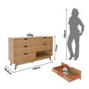Ver imagem 3 de Cômoda para Quarto 136cm X 39cm com 6 Gavetas e Pés Retrô Cor:amêndoa