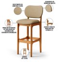 Ver imagem 4 de Kit 2 Banquetas Alta Bar Cozinha Sala Jantar Fixa Betta L02 Imbuia Linho Bege Escuro - Lyam Decor