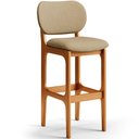 Ver imagem 3 de Kit 2 Banquetas Alta Bar Cozinha Sala Jantar Fixa Betta L02 Imbuia Linho Bege Escuro - Lyam Decor