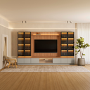 Ver mais imagens de Rack com Painel e 4 Cristaleiras 2 Portas com LED Magnata Canela/Gris