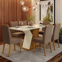 Ver imagem 1 de Conjunto Sala Jantar Mesa 160 cm Tampo MDF Vidro 6 Cadei Supreme Select Casa 812