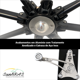 Ombrelone Std Lateral Plus 3.0 Alumínio 02.0.002 Cor: Preto - 3
