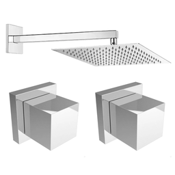 Kit Chuveiro ducha Slim Quadrada 30x30cm Cromada Inox 2 Acabamento - 1