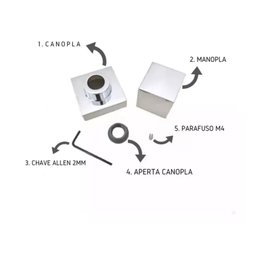 Kit Chuveiro ducha Slim Quadrada 30x30cm Cromada Inox 2 Acabamento - 6
