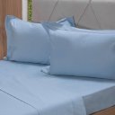 Ver imagem 3 de Jogo de Cama Casal 200 Fios Liso 4 Pçs 100% Algodão 140x190x35cm Bruma Azul