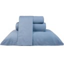 Ver imagem 1 de Jogo de Cama Casal 200 Fios Liso 4 Pçs 100% Algodão 140x190x35cm Bruma Azul