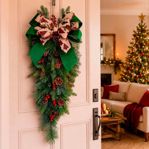 Guirlanda Coroa Natalina Decoração Enfeite Parede Porta 85cm