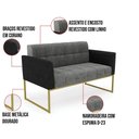 Ver imagem 2 de Sofá Namoradeira 2 Lugares Base Industrial Dourado Elisa Preto-linho Grafite A26 D03 - D'Rossi