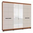 Ver imagem 2 de Roupeiro Lisboa 6 Portas com Espelho 4 Gavetas 242x214cm Freijó/Creme 240855