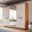 Ver imagem 1 de Roupeiro Lisboa 6 Portas com Espelho 4 Gavetas 242x214cm Freijó/Creme 240855