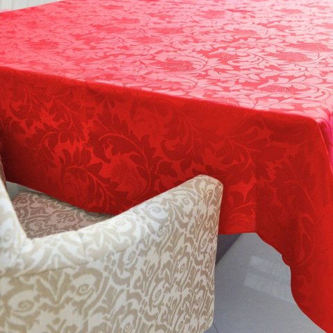 Toalha de Mesa Jantar 8 Lugares Jacquard 2,50x1,40m Vermelho