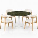 Ver imagem 2 de Mesa de Jantar Saarinen Redonda 140 cm Tampo Mármore Verde Vitória Régia Base Laca Branca
