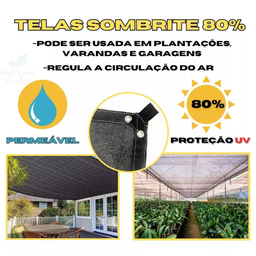 Tela Lona Cobertura Jardim Horta 80% Preta 2x4 Bainha Ilhós - 2