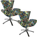 Ver imagem 1 de Kit Duas Poltronas Giratória Elegance Jacquard:romero Britto 2