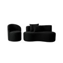 Ver imagem 2 de Conjunto 01 Poltrona + Sofá Curvo Orgânico Nature Gaia Suede Preto - Montanaris Decor
