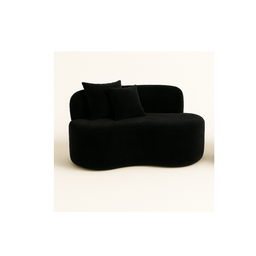 Conjunto 01 Poltrona + Sofá Curvo Orgânico Nature Gaia Suede Preto - Montanaris Decor - 2