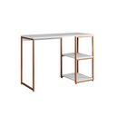 Ver imagem 2 de Mesa Escritório Berlim Industrial com Prateleira Ferro Cobre Tampo 110x46 Branco