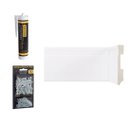 Ver imagem 1 de Kit Rodapé Poliestireno Frisado 2,4m 10cm Branco Px 5184 (45 Barras/2 Colas/ 2 Fixadores)