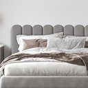Ver imagem 1 de Cabeceira Nuvem Cinza Modular Estofada para Cama Box Casal - 7 Módulos