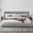 Ver imagem 3 de Cabeceira Nuvem Cinza Modular Estofada para Cama Box Casal - 7 Módulos