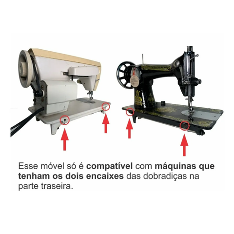 Gabinete Máquina de Costura Domestica Universal C/rodinhas