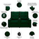 Ver imagem 3 de Poltrona de Cinema Reclinável 2 Lugares Baú Usb Mallie Fh9 Veludo Verde - Mpozenato