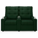 Ver imagem 1 de Poltrona de Cinema Reclinável 2 Lugares Baú Usb Mallie Fh9 Veludo Verde - Mpozenato