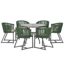 Ver imagem 1 de Mesa com 6 Cadeiras de Jantar Roma 120cm e Noronha em Alumínio Preto Corda Náutica Estofado 8 Trama
