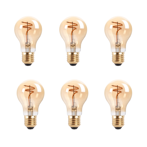 Kit C/6 Lampadas Decorativas de Filamento Ambar A60
