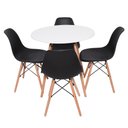 Ver imagem 1 de Conjunto Mesa Redonda Eiffel 70cm Branca com 4 Cadeiras Eifffel Preta
